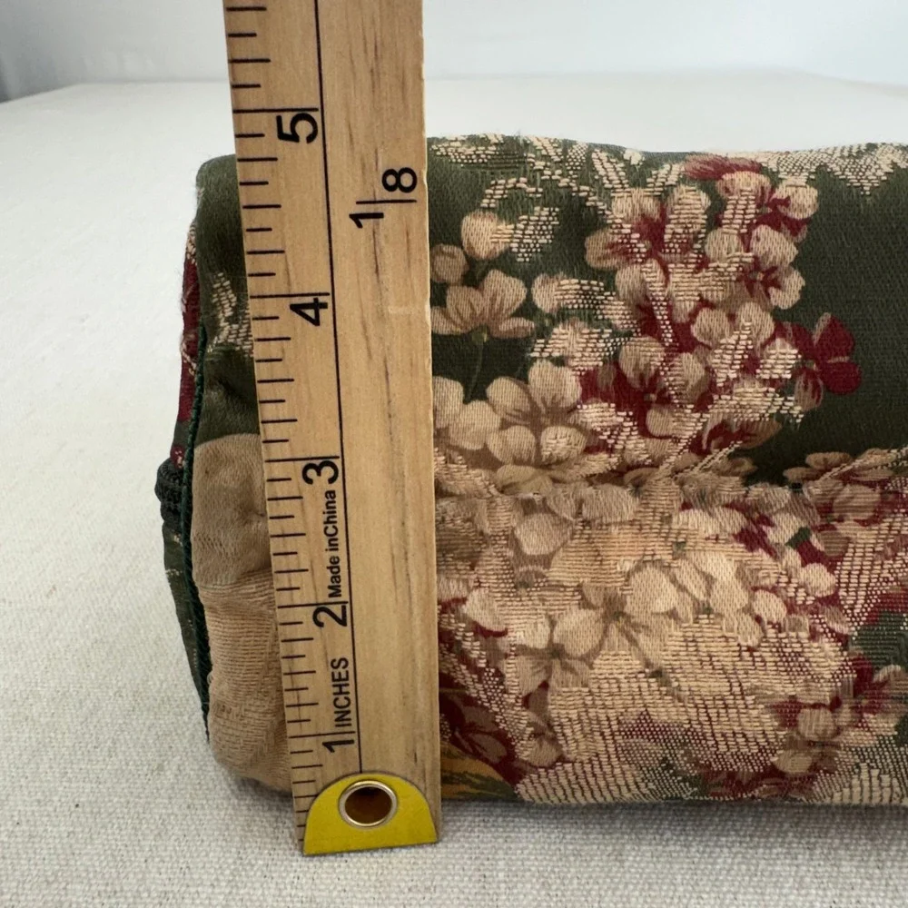 Vintage Floral Tapestry Toiletry Bag Travel Cosmetic Case Organizer Green Pink